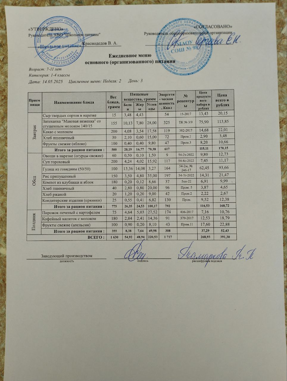 меню